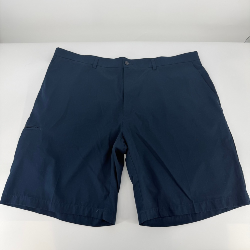 PGA Tour Golf Shorts Men 42 Navy Blue Performance Stretch Side Zip Pocket Active